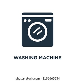 Washing machine icon. Black filled vector illustration. Washing machine symbol on white background. Can be used in web and mobile.