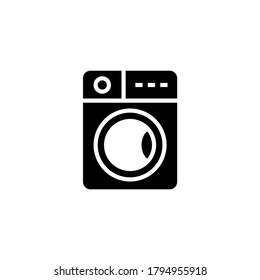 Washing machine Icon in black flat glyph, filled style isolated on white background