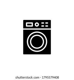 Washing machine Icon in black flat glyph, filled style isolated on white background