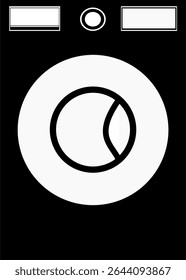 Washing Machine Icon in Black – Flat Design Symbol for Laundry, Appliances, and Home Cleaning