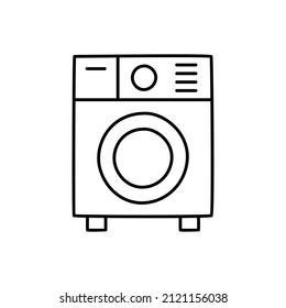 Washing machine Icon in black line style icon, style isolated on white background