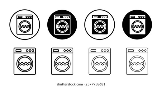 Washing machine icon black and white vector sign