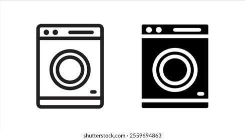 Washing machine Icon collection in filled and stroke style.
