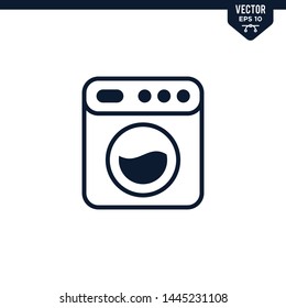 Washing Machine icon collection in glyph style, solid color vector