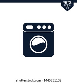 Washing Machine icon collection in glyph style, solid color vector