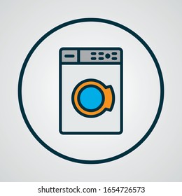Washing machine icon colored line symbol. Premium quality isolated laundromat element in trendy style.