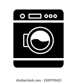 Washing machine icon design. Washing machine icon in flat style design. Vector illustration.