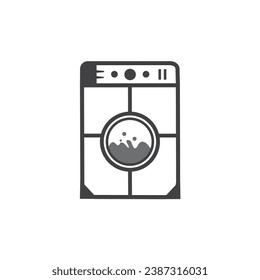 Washing machine icon design flat style line art black and white. Clothes dryer or Laundry Vector design template.