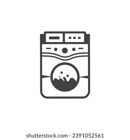 Icono de lavadora diseño de línea de estilo plano en blanco y negro. Secador de ropa o plantilla de vectores de lavandería sobre fondo blanco.