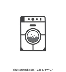 Washing machine icon design template line art black and white. Clothes dryer or Laundry Vector element.