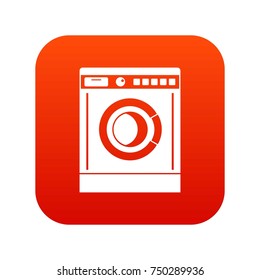 Washing machine icon digital red for any design isolated on white vector illustration