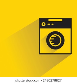 washing machine icon with drop shadow on yellow background