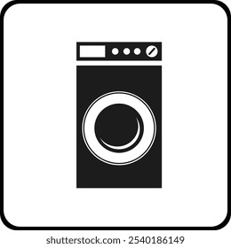 Washing machine icon with drum. Laundry. Automatic washing machine. Vector image.