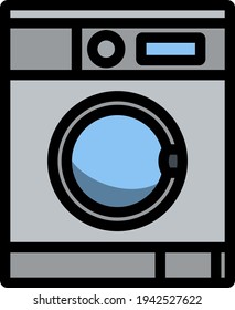 Icono de lavadora. Contorno de negrita editable con diseño de relleno de color. Ilustración vectorial.