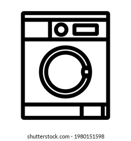 Washing Machine Icon. Editable Bold Outline Design. Vector Illustration.