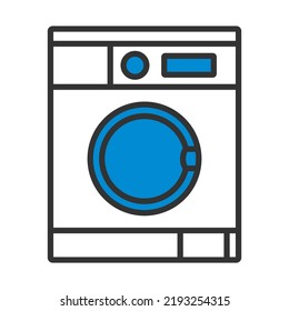 Washing Machine Icon. Editable Bold Outline With Color Fill Design. Vector Illustration.