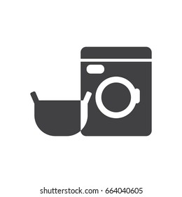 Washing machine icon, filled flat sign, solid glyph pictogram, Laundry vector illustration