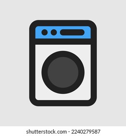 Icono de lavadora con estilo de línea rellena sobre muebles, uso para presentación de aplicaciones móviles del sitio web