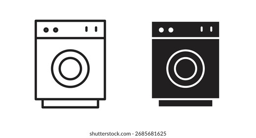 Icono de la lavadora plana en blanco y negro logo