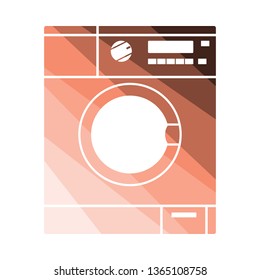 Washing machine icon. Flat color design. Vector illustration.