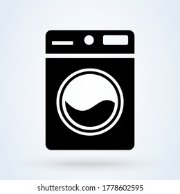 Icono de lavadora de diseño plano. Símbolo del dispositivo doméstico.