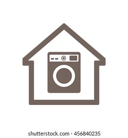 Washing machine icon. Flat design.  Vector illustration.