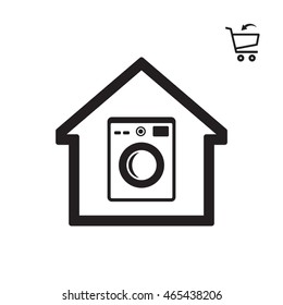 Washing machine icon. Flat design.
