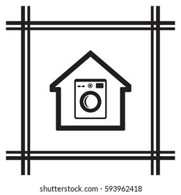 Washing machine icon. Flat design.