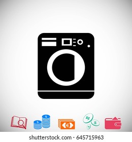 Washing machine icon, flat design best vector icon