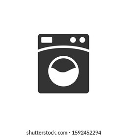 Washing machine icon in flat style. Washer vector illustration on white isolated background. Laundry business concept.