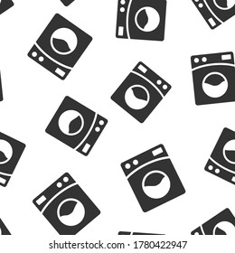 Washing machine icon in flat style. Washer vector illustration on white isolated background. Laundry seamless pattern business concept.