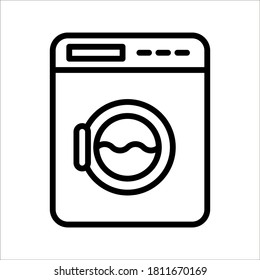 Washing machine icon in flat style. Washer vector illustration on white isolated on white background. Laundry business concept.