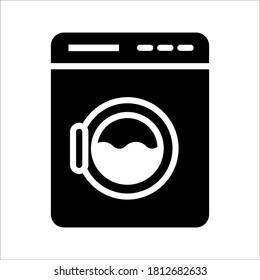Icono de lavadora de estilo plano. Ilustración vectorial del lavaparabrisas en blanco aislado sobre fondo blanco. Concepto de negocios de lavandería.