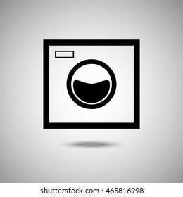 Washing machine Icon. Flat style.Grey background. Vector illustration.