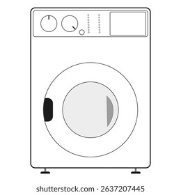 Washing machine icon. Front laundry appliance. Vector control interface. Round door symbol.