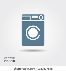 Washing machine icon. Home appliances symbol. Flat sign on gray background. Vector illustration