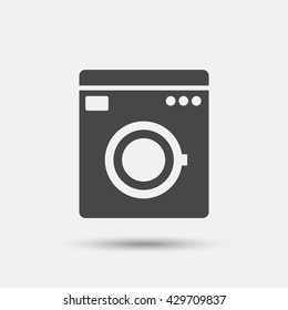 Washing machine icon. Home appliances symbol. Flat washing machine web icon on white background. Vector