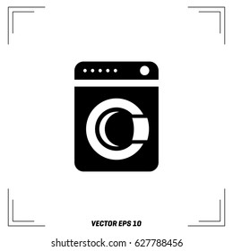 Washing machine icon. Home appliances symbol. Flat sign on white background. Vector