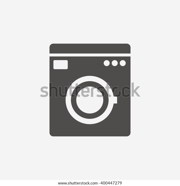 Washing machine icon. Home appliances\
symbol. Flat sign on white background.\
Vector