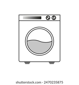 Washing machine icon. Household appliance. Front view. Vector illustration.