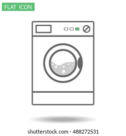 Washing machine, washing machine icon isolated. Flat design, vector.