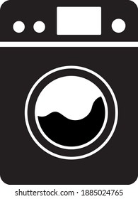 Washing machine icon isolated on black white blue background