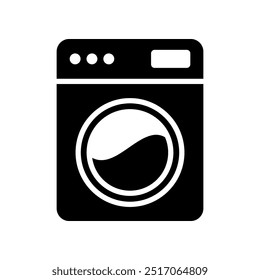 Icono de la lavadora aislado en el fondo blanco.