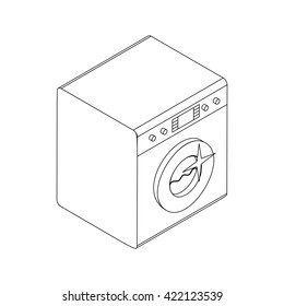 Washing machine icon, isometric 3d style