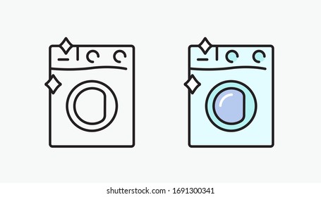  Icono de lavadora. Lavandería. Símbolo vectorial aislado.