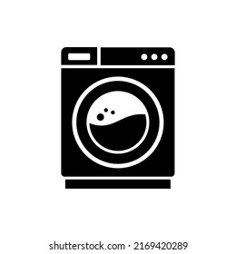Icono de lavadora. Firma del servicio de lavandería. Vector limpiador de ropa. Silhouette de lavadora. Perfecto para diseños de iconos en aplicaciones móviles y sitios web que reflejan una lavadora o una lavandería.