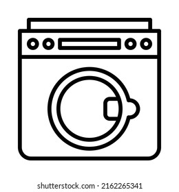 Washing Machine Icon. Line Art Style Design Isolated On White Background