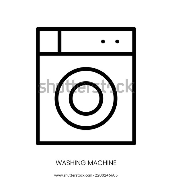 washing machine icon. Line Art Style Design
Isolated On White
Background