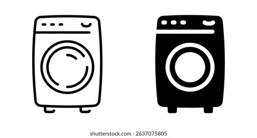 Washing machine icon. Line and silhouette style.