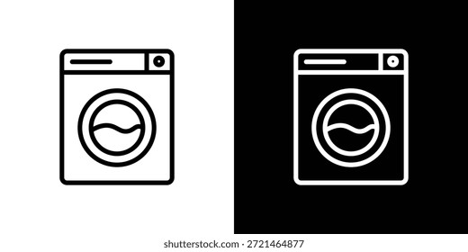 Conceito de logotipo de ícone de máquina de lavar em traços